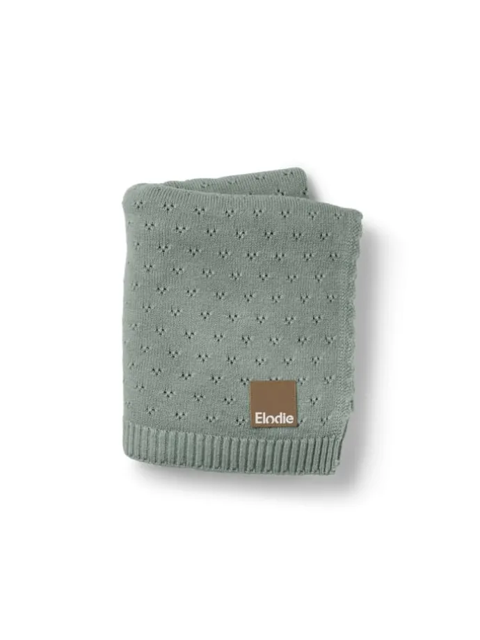 Pointelle Decke - Pebble Green in Grün100 x 75 cm