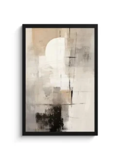 Poster mit Leiste Abstrakte Kunst weiß schwarz  (BxH)