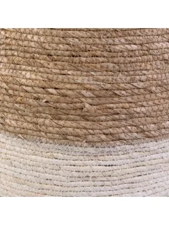 Pouf in Hellbraun/ Creme - (H)41 x Ø 35,5 cm