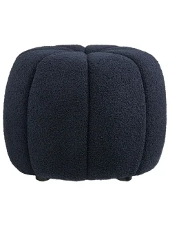 Pouf "Paisley" in Dunkelblau - (H)38 x  Ø 48 cm
