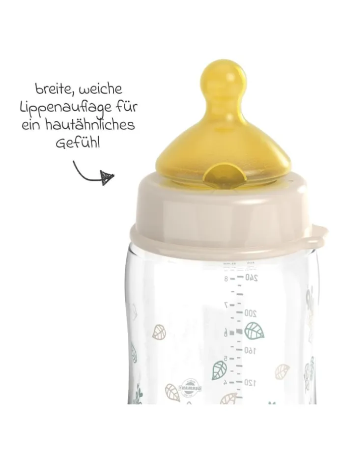 PP-Flasche Cherry Green 260 ml + Latex-Trinksauger in beige,motiv