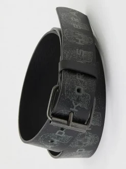 Printed faux leather belt in SCHWARZ