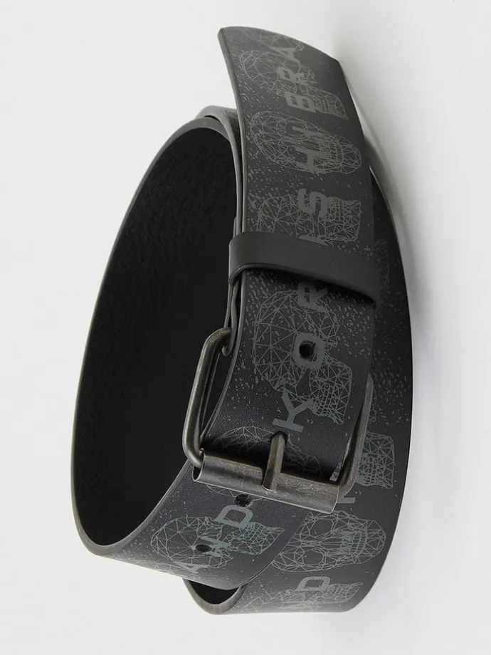 Printed faux leather belt in SCHWARZ