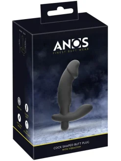 Prostata-Vibrator C*ck Shaped Butt Plug with Vibration in schwarz