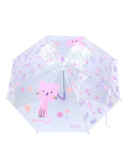 Prêt Kinder-Regenschirm ? 71 cm Katze-Design, transparent & handlich in Rosa