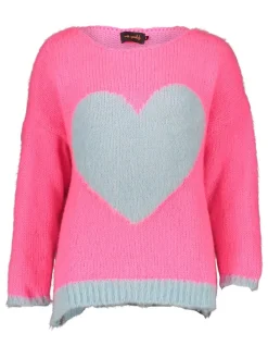 Pullover "Heart" in Pink/ Grau