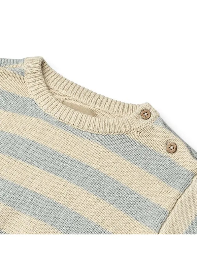Pullover in Beige/ Hellblau