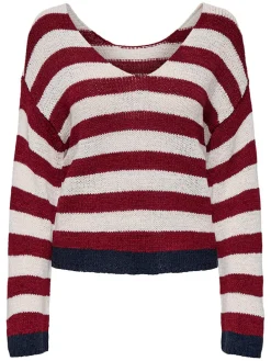 Pullover in Bordeaux/ Beige