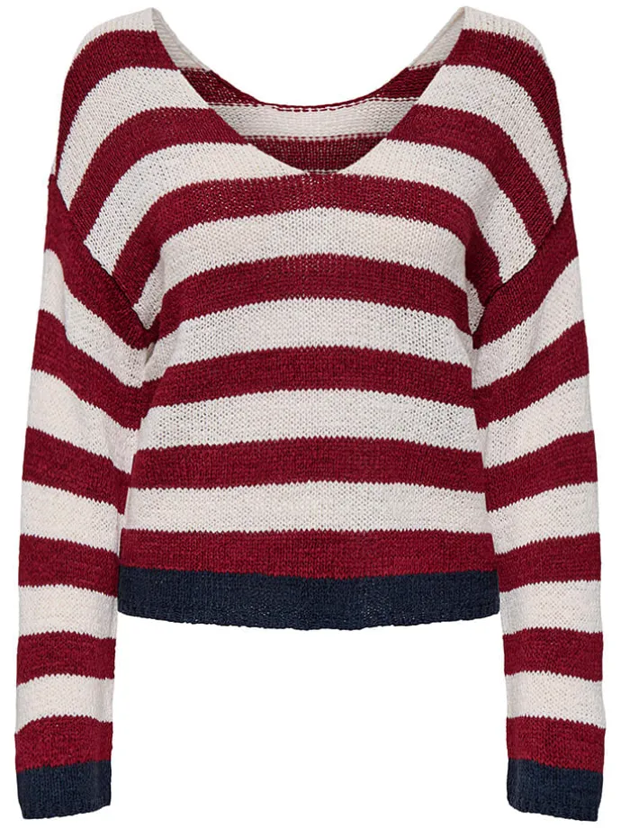 Pullover in Bordeaux/ Beige