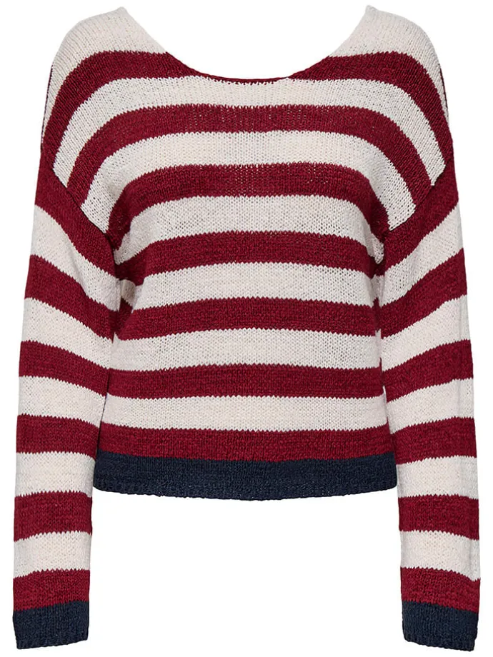 Pullover in Bordeaux/ Beige