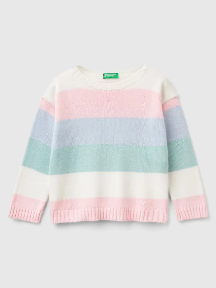 Pullover in Rosa/ Türkis