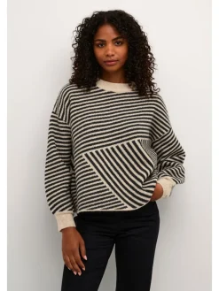Pullover in Schwarz/ Beige
