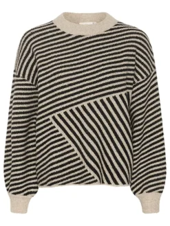Pullover in Schwarz/ Beige