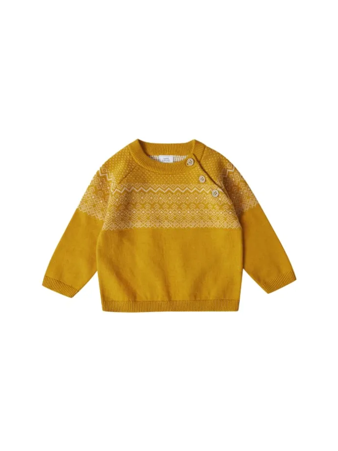 Pullover mit Norweger Muster in mustard