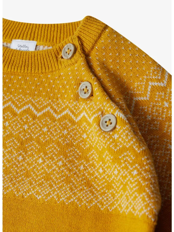 Pullover mit Norweger Muster in mustard