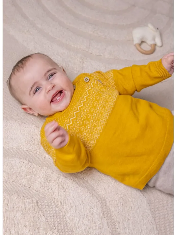 Pullover mit Norweger Muster in mustard