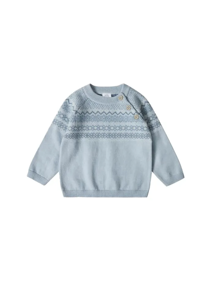 Pullover mit Norweger Muster in light blue