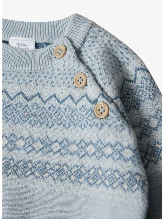 Pullover mit Norweger Muster in light blue