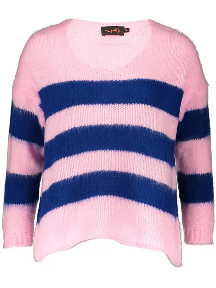 Pullover "Stripes" in Rosa/ Dunkelblau