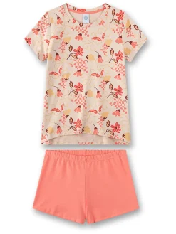 Pyjama in Beige/ Orange