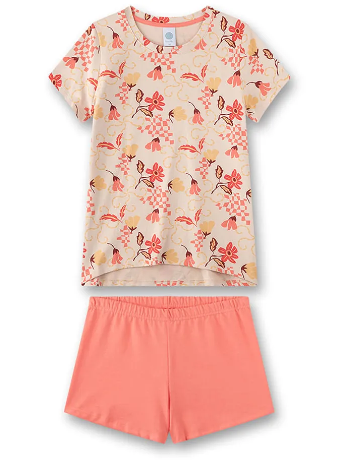 Pyjama in Beige/ Orange