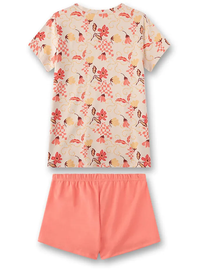 Pyjama in Beige/ Orange