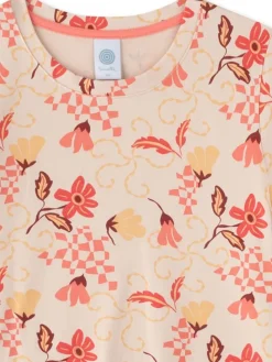 Pyjama in Beige/ Orange