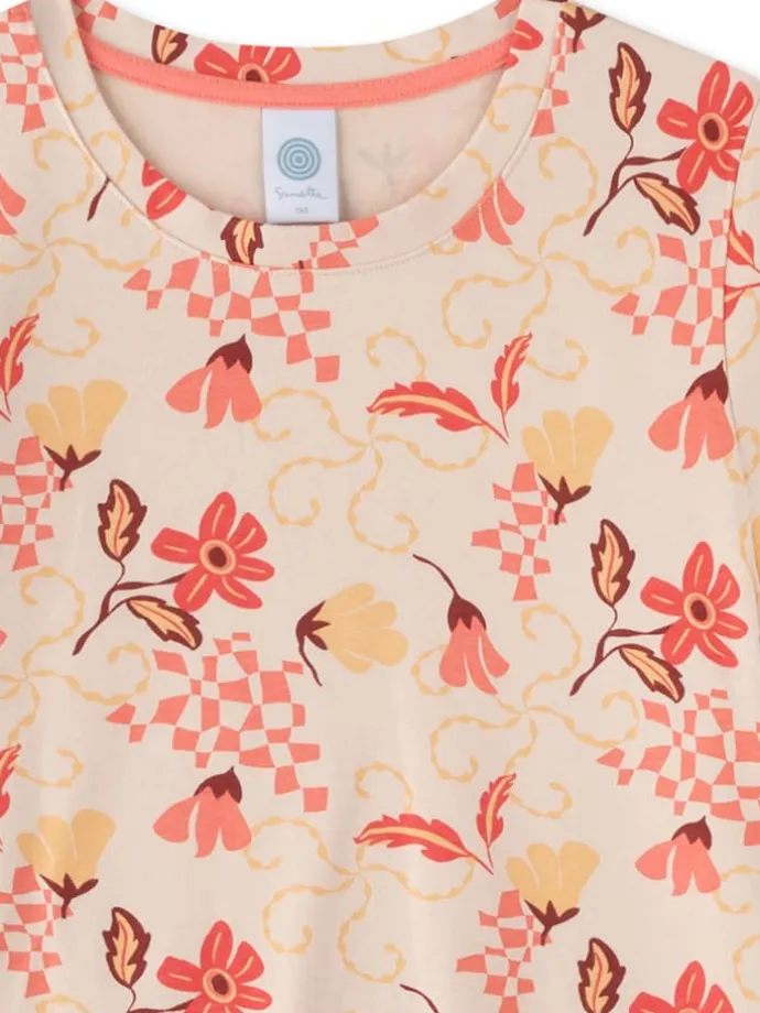Pyjama in Beige/ Orange