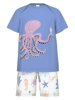 Pyjama in Blau/ Creme
