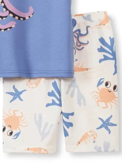Pyjama in Blau/ Creme