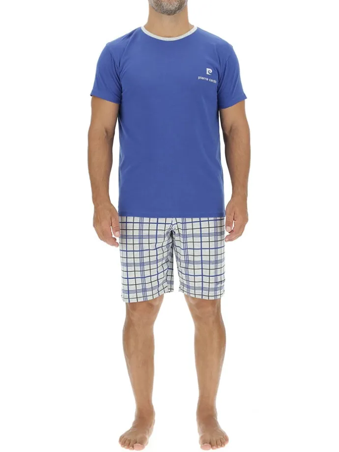 Pyjama in Blau/ Grau