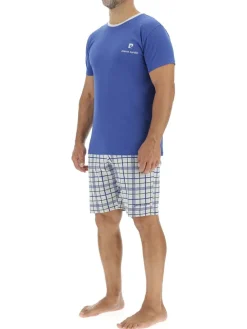 Pyjama in Blau/ Grau