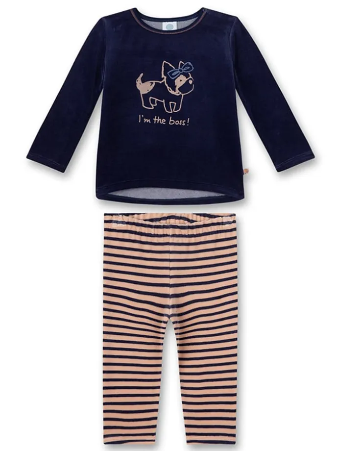 Pyjama in Dunkelblau/ Hellbraun