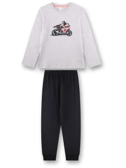Pyjama in Grau/ Schwarz