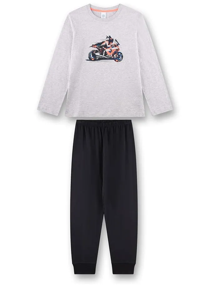 Pyjama in Grau/ Schwarz
