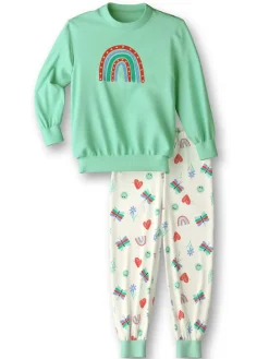Pyjama in Grün/ Creme