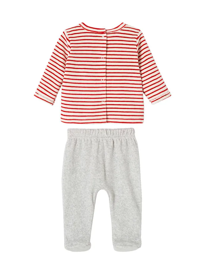 Pyjama in Rot/ Weiß/ Grau