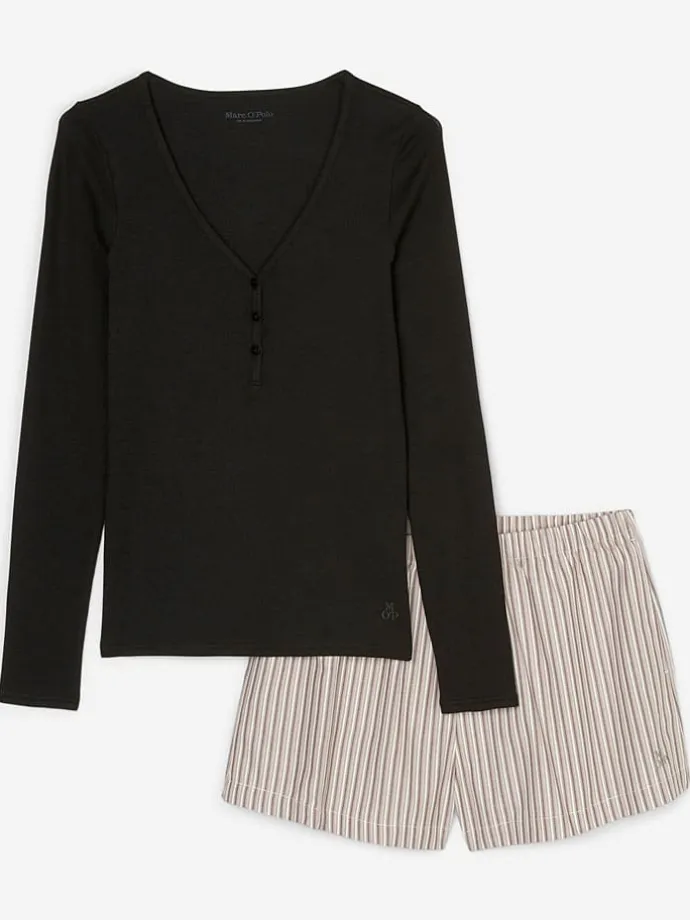 Pyjama in Schwarz/ Beige