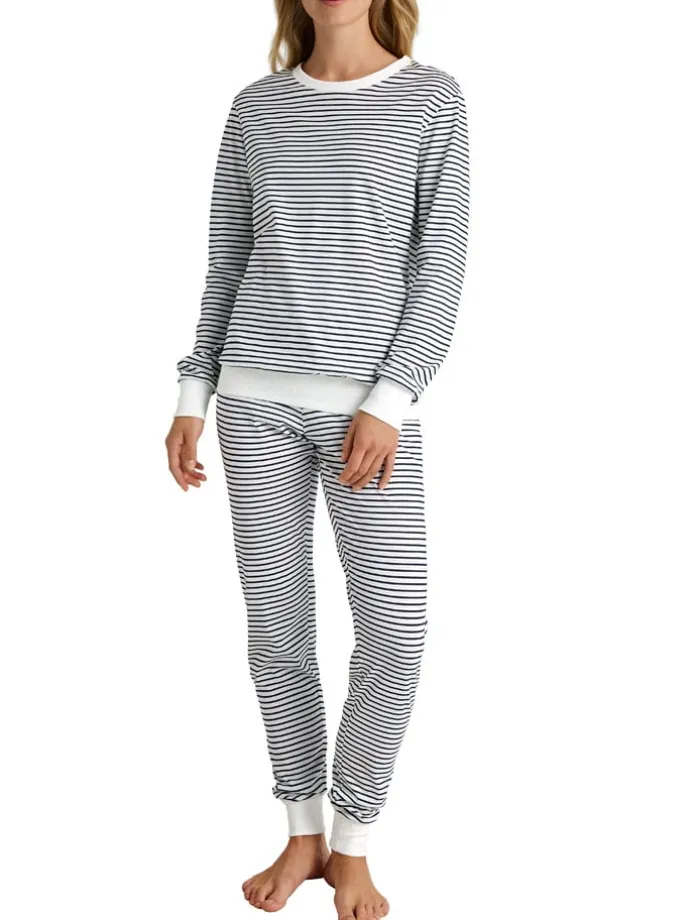 Pyjama in Weiß/ Dunkelblau
