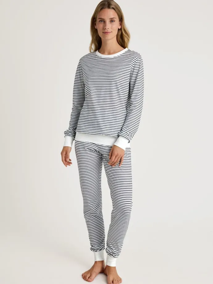 Pyjama in Weiß/ Dunkelblau