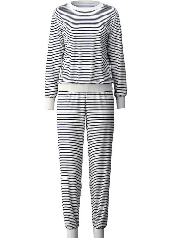 Pyjama in Weiß/ Dunkelblau