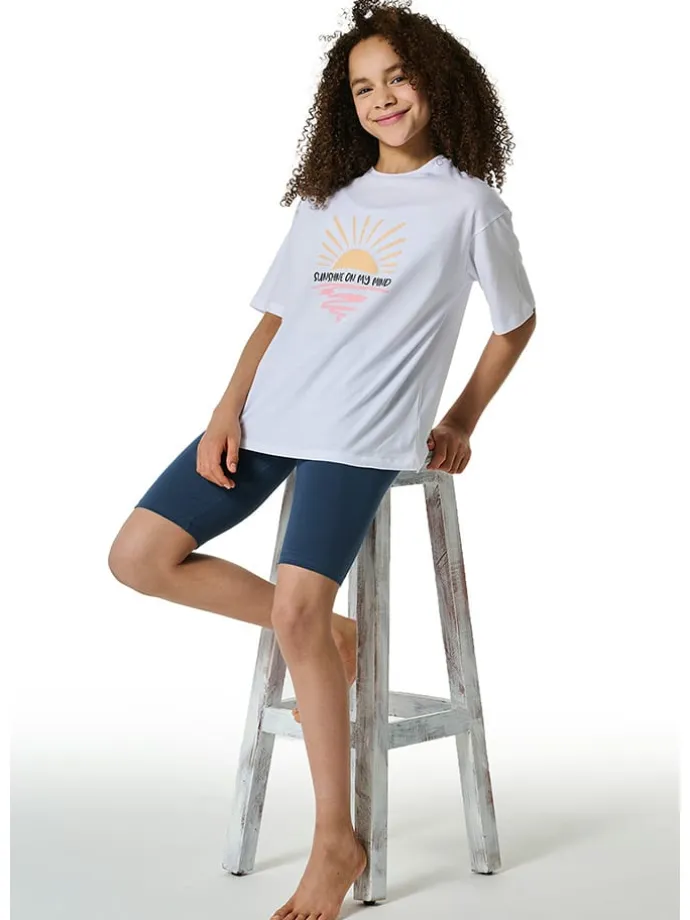 Pyjama in Weiß/ Dunkelblau