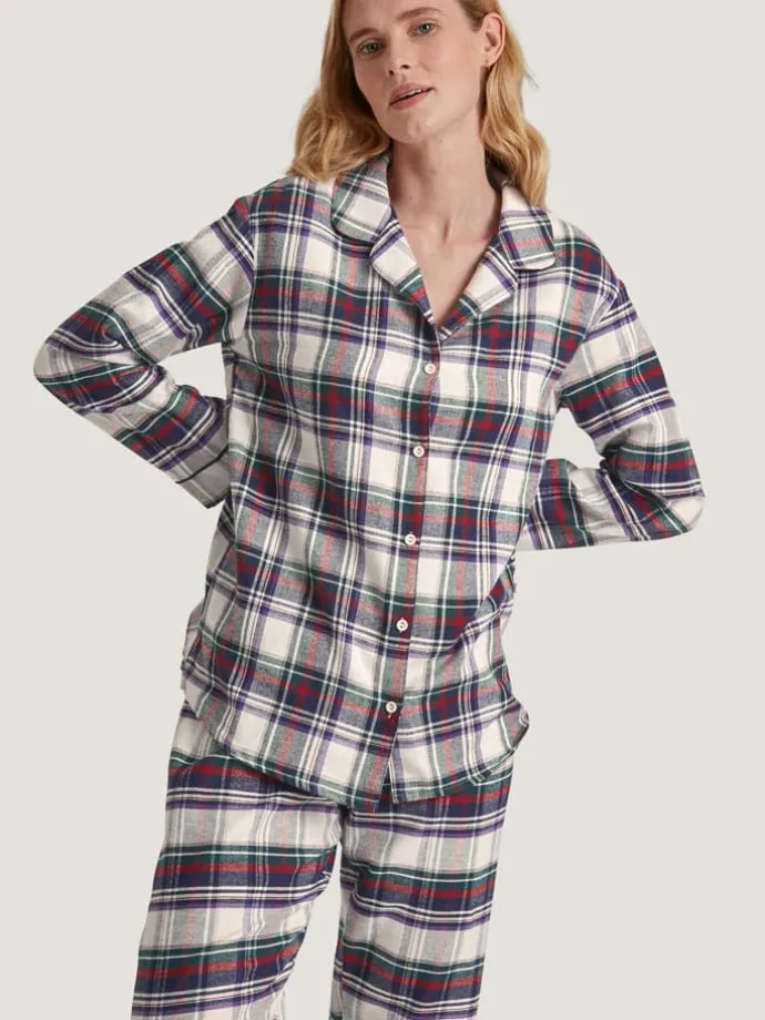 Pyjama in Weiß/ Dunkelblau/ Grün