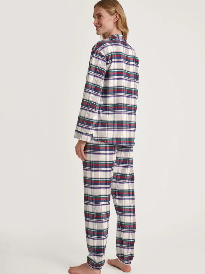 Pyjama in Weiß/ Dunkelblau/ Grün