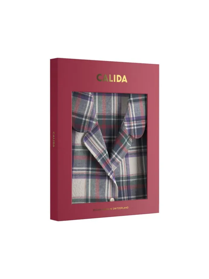 Pyjama in Weiß/ Dunkelblau/ Grün