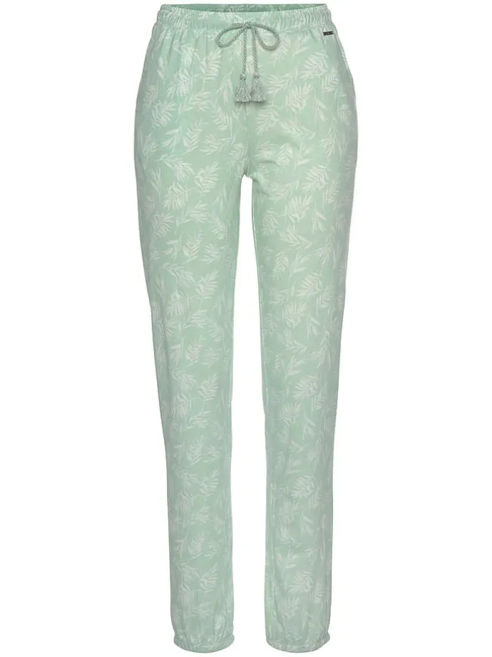 Pyjama-Hose in Hellgrün/ Weiß