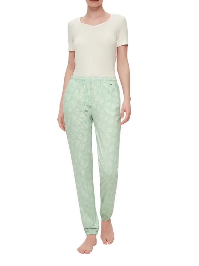Pyjama-Hose in Hellgrün/ Weiß