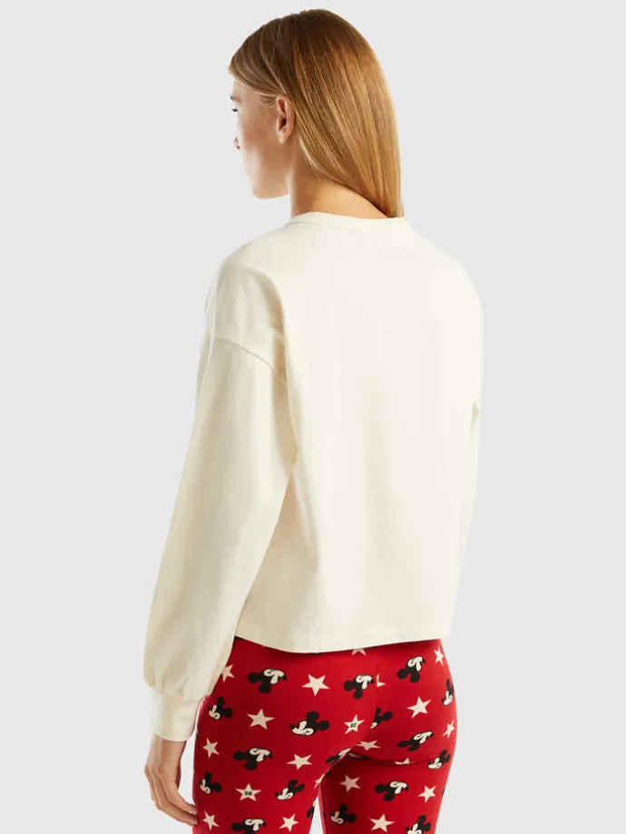 Pyjamaoberteil in Creme/ Rot