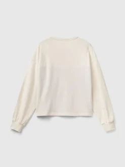 Pyjamaoberteil in Creme/ Rot