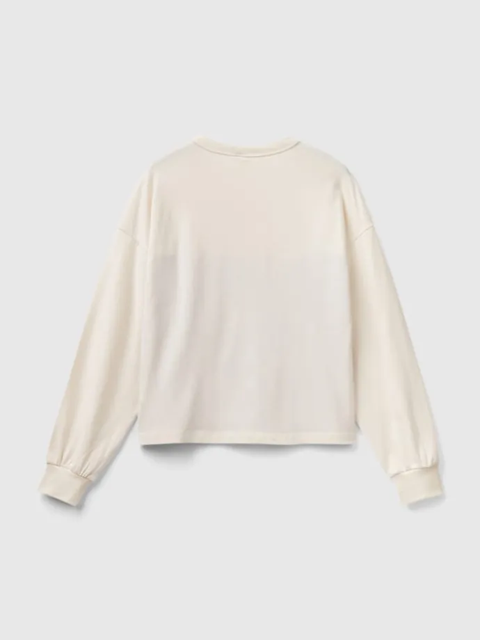 Pyjamaoberteil in Creme/ Rot